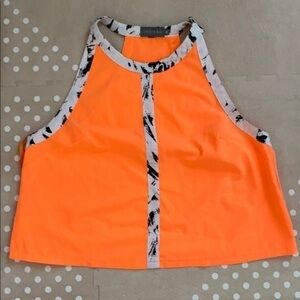 Bright orange crop top size small festival boho juniors women’s girls neon zebra